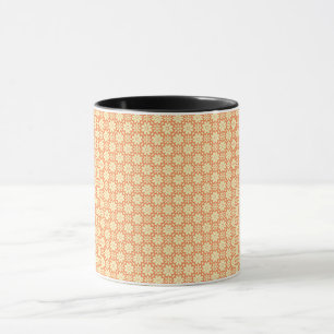 Caneca um fundo laranja e branco com um padrão