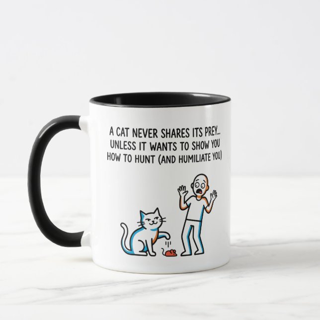 Caneca "Um Gato Nunca Divide Sua Presa" - Proprietário de (Esquerda)