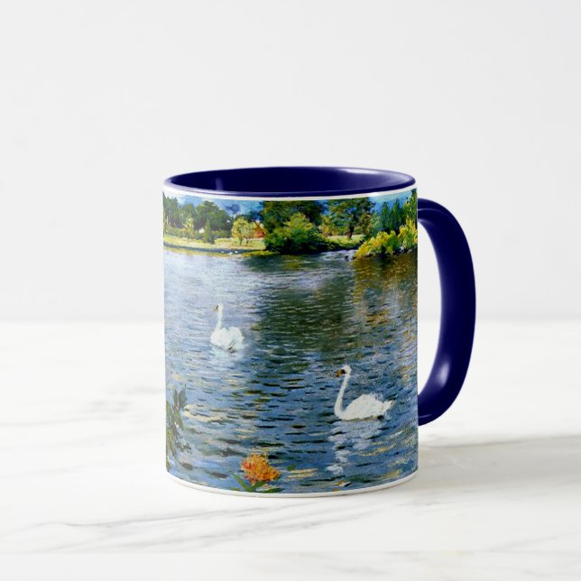 Caneca Um lago Long Island, arte fina. (Frente Esquerda)