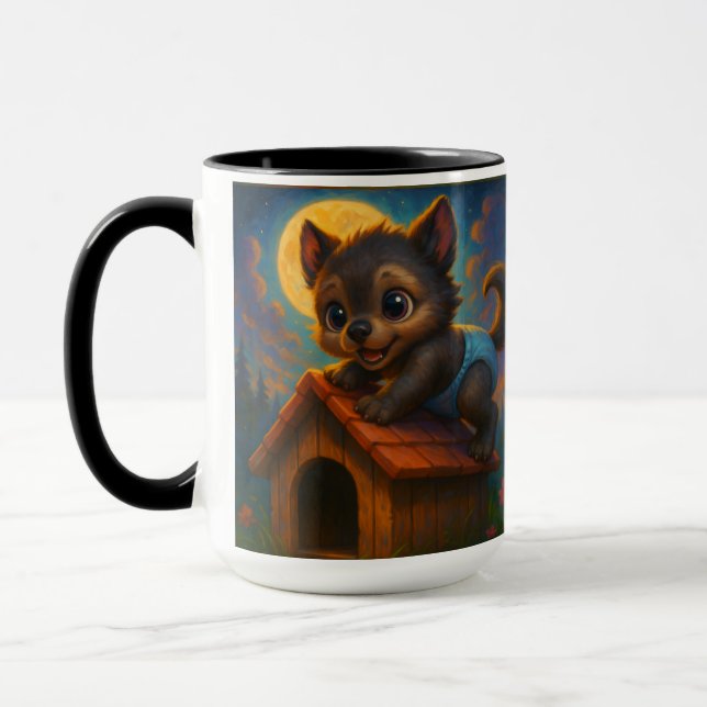 Caneca Um Lobisomem Bonito na Casa dos Cachorros Fantasia (Esquerda)