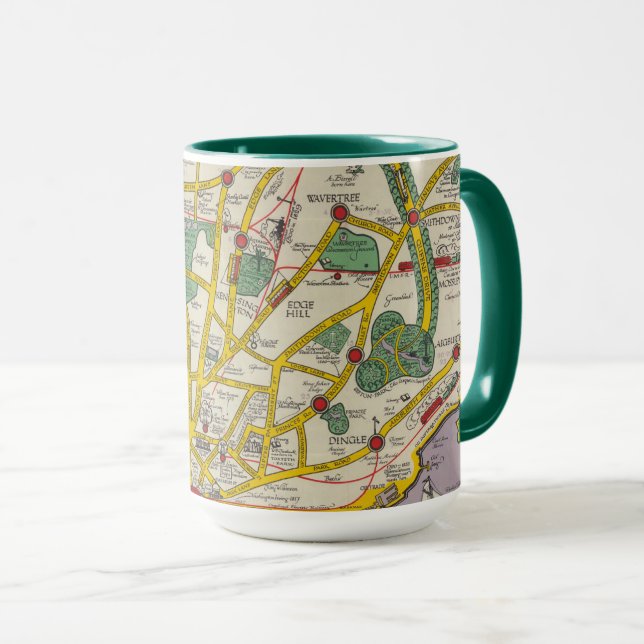 Caneca Um mapa de Merseyside, Liverpool (Frente Esquerda)