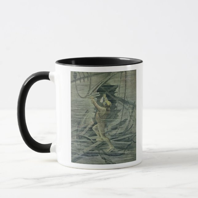 Caneca Um mergulhador do mar profundo que olha as (Esquerda)