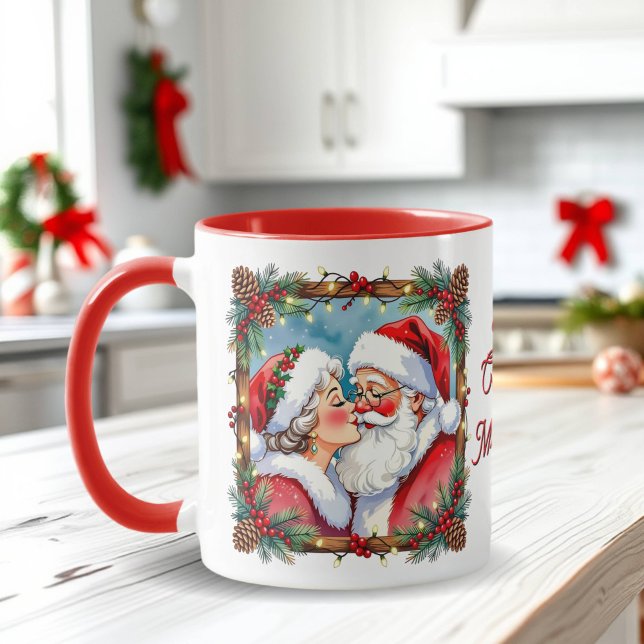Caneca Um Natal Doce e Antigo | Papai e Mamãe Noel (Criador carregado)