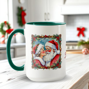 Caneca Um Natal Doce e Antigo   Papai e Mamãe Noel