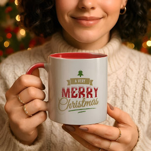 Caneca Um Natal Muito Alegre Nome de Família de Férias Mo