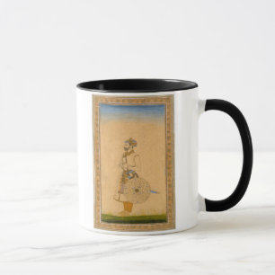 Caneca Um oficial, posição, com espada e protetor, de