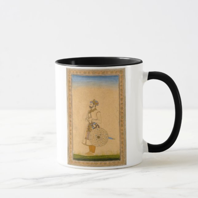 Caneca Um oficial, posição, com espada e protetor, de (Direita)