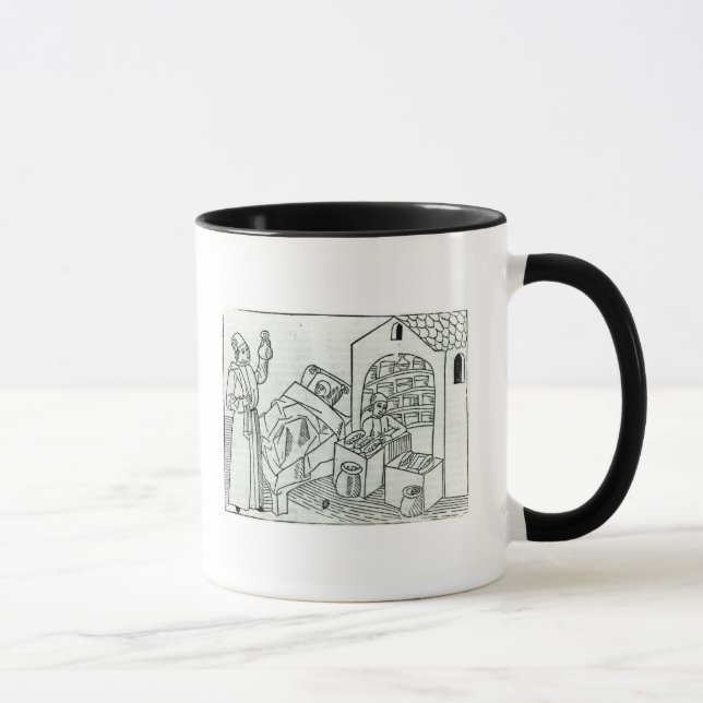 Caneca Um paciente com um doutor e um farmacêutico (Direita)
