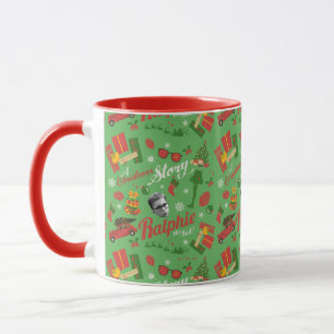 Caneca Um Padrão de Ícone Verde da História de Natal