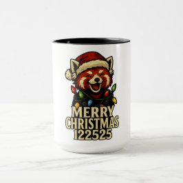 Caneca Um panda vermelho festivo Feliz Natal 122525