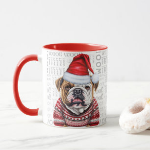 Caneca Um Papai noel de Bulldog em um Suéter em Pais