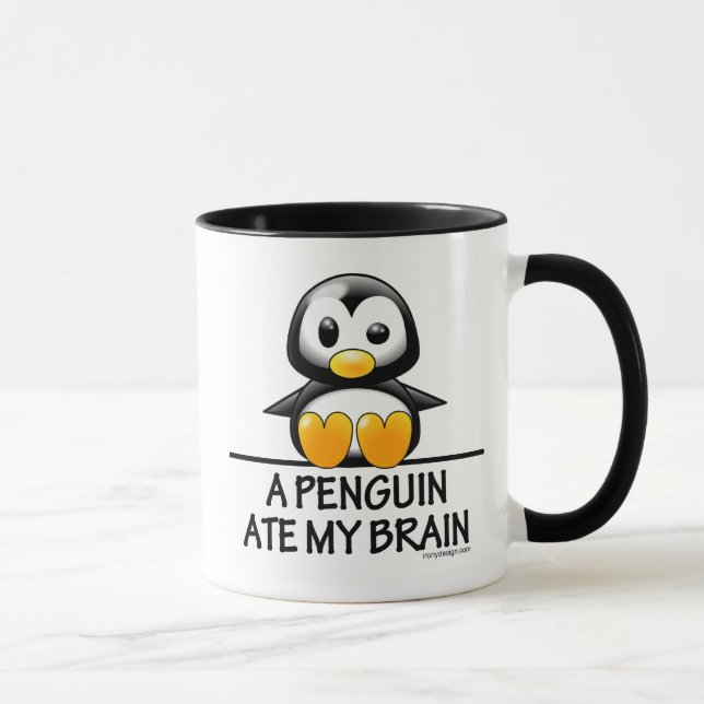 Caneca Um pinguim comeu meu cérebro (Direita)
