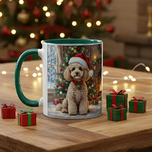 Caneca Um Poodle Festivo Fofo Personalizado Natal