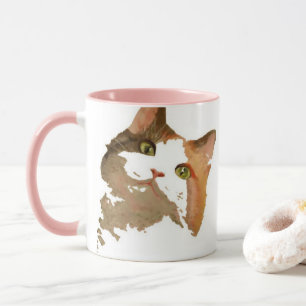 Caneca Um retrato artístico do gato calico de olhos verde