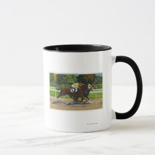 Caneca Um revestimento próximo no autódromo, cavalos