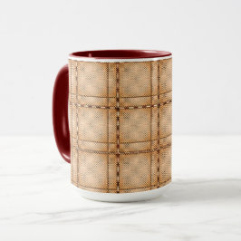 Caneca Um tartano de xadrez irregulares acastanhado