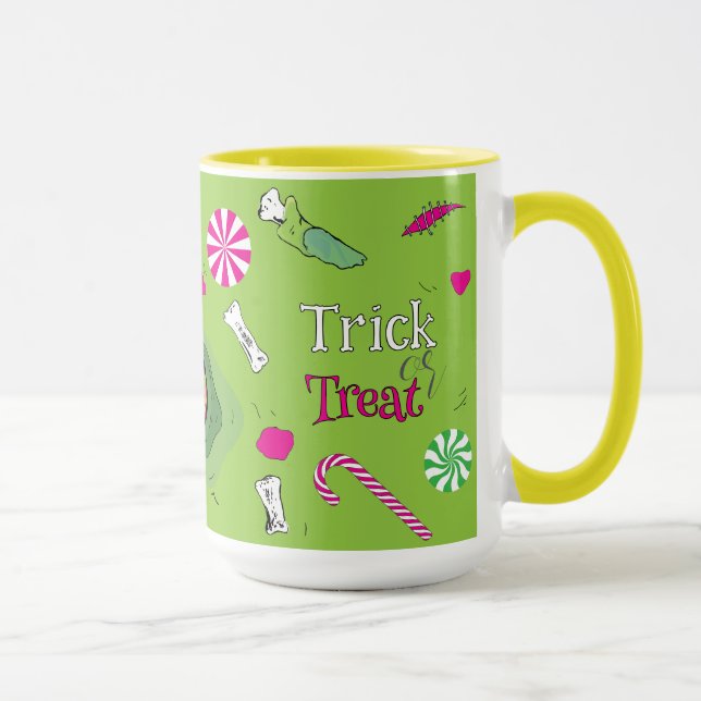 Caneca Um Truque Ou Tratar Divertido! Doce Morte E Doces! (Direita)