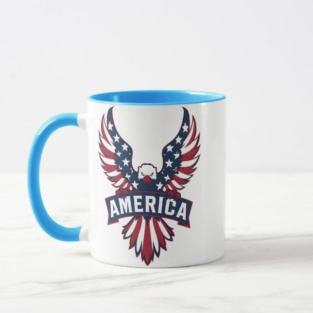Caneca Uma águia nas cores da bandeira americana. (Esquerda)