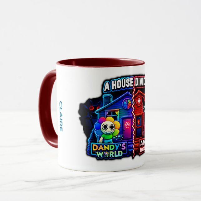 Caneca Uma Casa Dividida - Roblox Dndys Wrld vs Hospital  (Frente Esquerda)