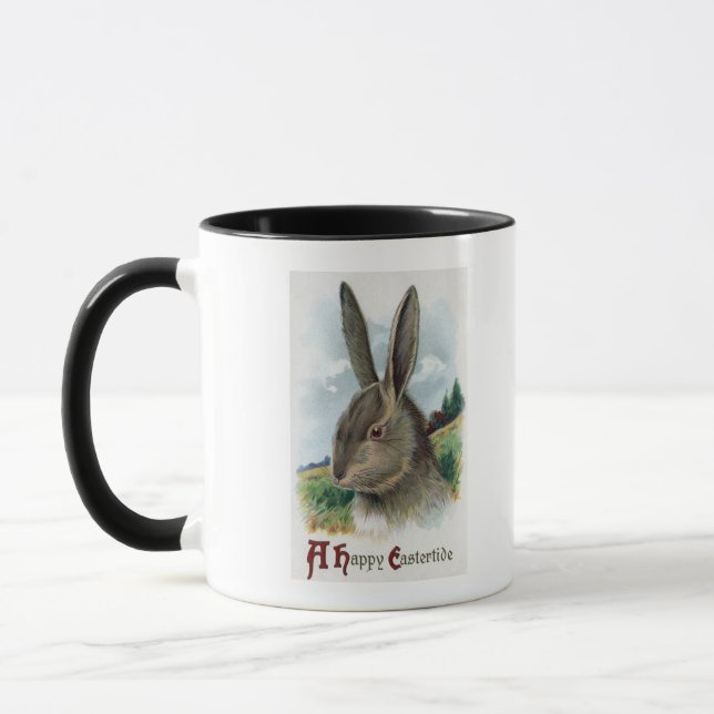 Caneca Uma Cena de Coelho Feliz EastertideCinza (Esquerda)