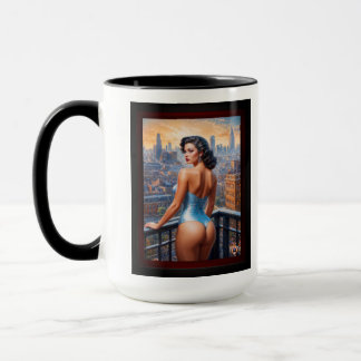 Caneca Uma exibição de garota no Dusk AI Art de Xzendor7