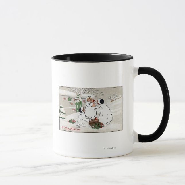 Caneca Uma Feliz de NatalPessoas segurando coxetes (Direita)