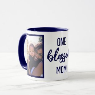 Caneca Uma Mãe Abençoada   Foto Personalizada do Dia das 