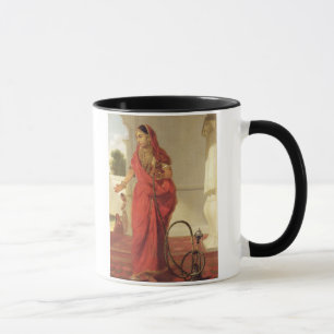 Caneca Uma menina de dança indiana com um cachimbo de