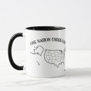 Caneca Uma Nação Sob Deus com esboço dos EUA