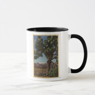 Caneca Uma palma de Joshua na flor no deserto