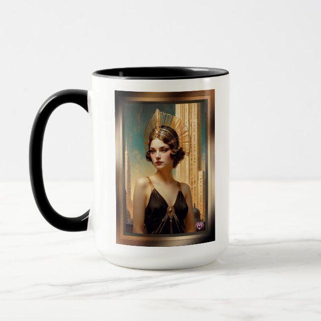 Caneca Uma visão da arte Deco Elegance AI Art de Xzendor7 (Esquerda)