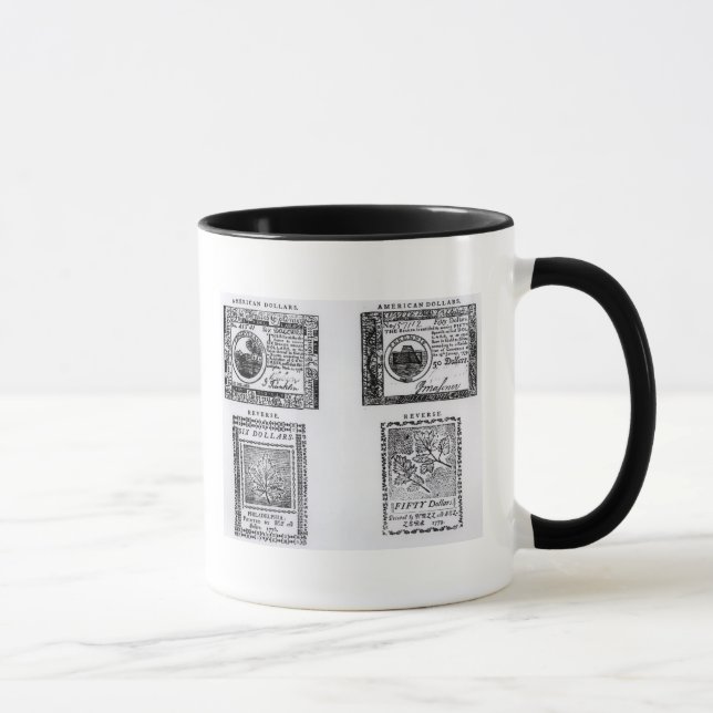 Caneca Umas seis notas de dólar colonial (Direita)