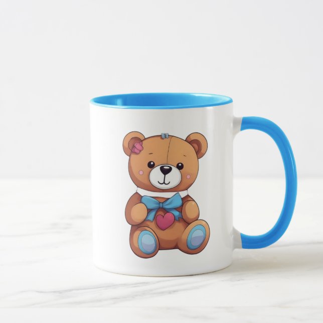 Caneca Un adorable ours en peluche au design cartoon. (Direita)