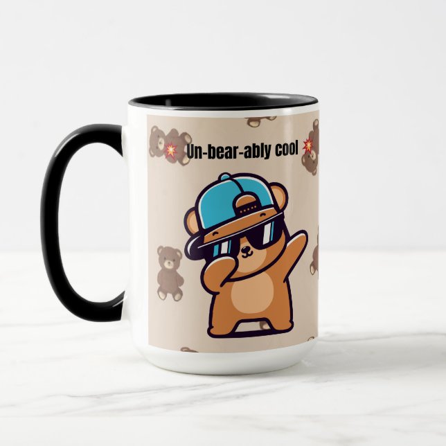 Caneca Un-Bear-ably Cool | Cute Bear Coffee Mug (Esquerda)