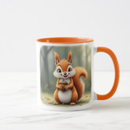 Caneca Un bel écureuil vous présente sa noisette.