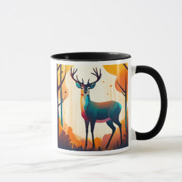 Caneca Un cerf imposant figé dans les bois.