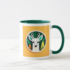 Caneca Un Cerf Stylisé avec Forêt