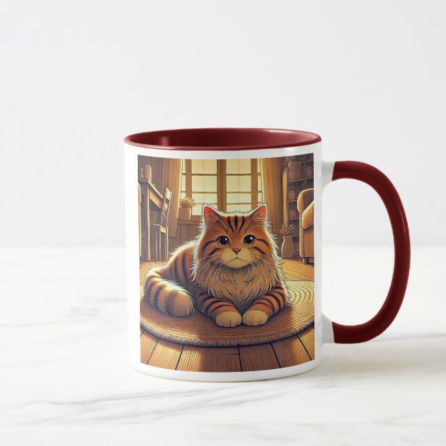 Caneca Un chat allongé dans un salon chaleureux. (Direita)