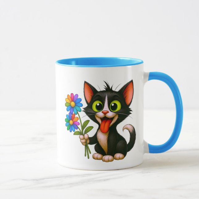 Caneca Un chat livreur de fleurs (Direita)
