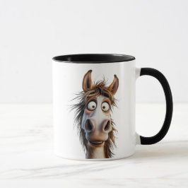 Caneca Un cheval cartoon complètement fou.