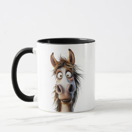 Caneca Un cheval cartoon complètement fou.