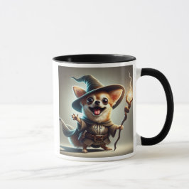 Caneca Un chien Chihuahua en sorcier magicien.