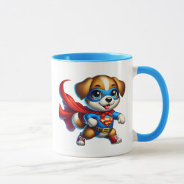 Caneca Un chiot super-héros avec sa cape.