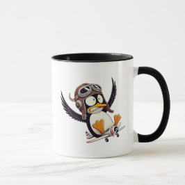 Caneca Un drôle de pingouin pilote.