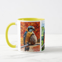 Caneca Un faucon veille sur son petit fauconneau.