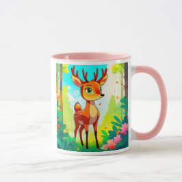 Caneca Un jeune cerf se promène dans une forêt verdoyante