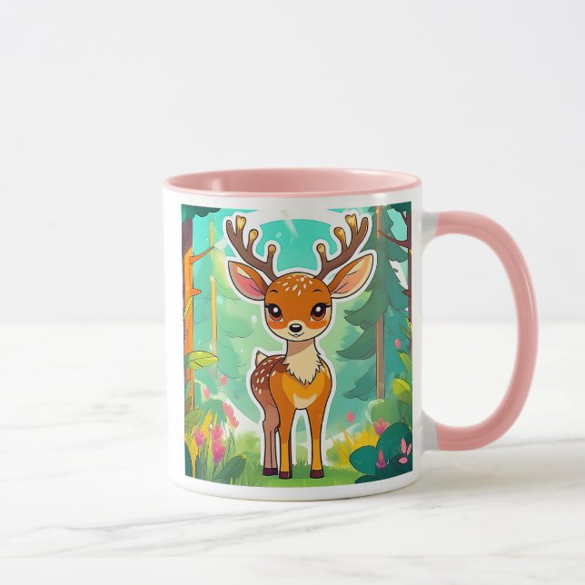 Caneca Un jeune cerf tout mignon te regarde. (Direita)