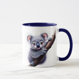 Caneca Un koala mignon accroché à une branche.