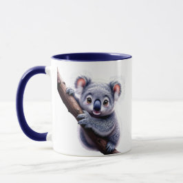 Caneca Un koala mignon accroché à une branche.