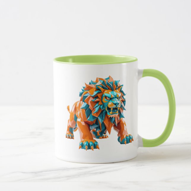 Caneca Un lion féroce sur le point d'attaquer. (Direita)